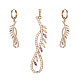 Golden Plated Brass Rhinestone Dangle Earrings & Pendant Sets SJEW-L191-01B-1