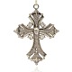 Alliage gros pendentifs gothiques croix latine crispées ALRI-J030-01AS-2