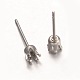 316 Stainless Steel Stud Earring Settings STAS-K098-06-3mm-P-2