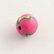 Handmade Flower Pattern Polymer Clay Round Beads CLAY-Q172-02-2