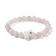 Bracelets extensibles en perles de quartz rose naturel et de dauphin turquoise synthétique BJEW-JB09830-02-1