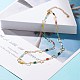 Brass Star & Moon Link Chain Necklace with Glass Beads NJEW-JN03810-3