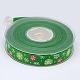 クリスマススノーフレーククリスマスのギフトパッケージのグログランリボンを印刷  グリーン  5/8インチ（16mm）  約100ヤード/ロール（91.44メートル/ロール） SRIB-D010-16mm-01-1
