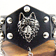 Style punk rock bracelets tête de vache de loup en cuir BJEW-O088-14-7