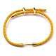 レザーコード付き真鍮コラムバーリンクブレスレット  女性のための調節可能なブレスレット  ゴールデンロッド  内径：5/8~3インチ（1.6~7.5cm） BJEW-G675-05G-10-1