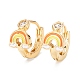Rainbow Sparkling Cubic Zirconia Hoop Earrings for Girl Women EJEW-H126-27G-2