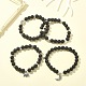 Set di braccialetti elasticizzati con perline di ematite e pietra lavica naturale da 4 pz in stile 4 BJEW-JB09508-5
