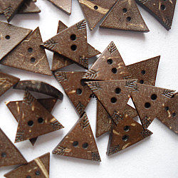 Резные 2-луночное основные пришивания пуговиц в форме треугольника, Кокосовые Пуговицы, многоцветный, 13 мм диаметром