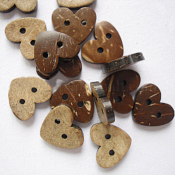 Bottoni a cuore con 2 buche, bottone di cocco, Burlywood, 15mm di diametro