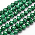 Chapelets de perles en malachite naturelle, ronde, 8mm, Trou: 1mm, Environ 47 pcs/chapelet, 15.5 pouce