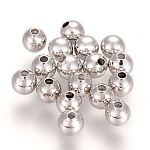 Brass Spacer Beads, Round, Nickel Free, Real Platinum Plated, 4mm, Hole: 1.2mm, about 13pcs/g