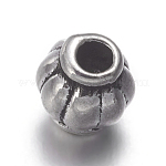 Perles séparateurs de style tibétain , sans plomb et sans cadmium, baril, argent antique, environ 4 mm de diamètre, Trou: 1mm