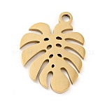 201 Stainless Steel Pendants, Tropical Leaf Charms, Monstera Leaf, Golden, 16x12x1mm, Hole: 1.4mm