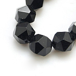 Natürliche schwarze Onyxperlenstränge, sternförmige runde Perlen, facettiert, gefärbt und erhitzt, 10 mm, Bohrung: 1 mm, ca. 20 Stk. / Strang, 8 Zoll