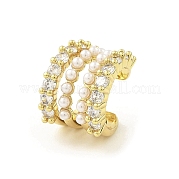 Серьги-каффы из латуни с микропаве и кубическим цирконием EJEW-H117-10G