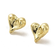 Серьги-гвоздики из латуни с покрытием в форме сердца EJEW-M240-05G