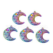 Rack Plating Rainbow Color 201 Stainless Steel Pendant Cabochon Settings STAS-T063-192M