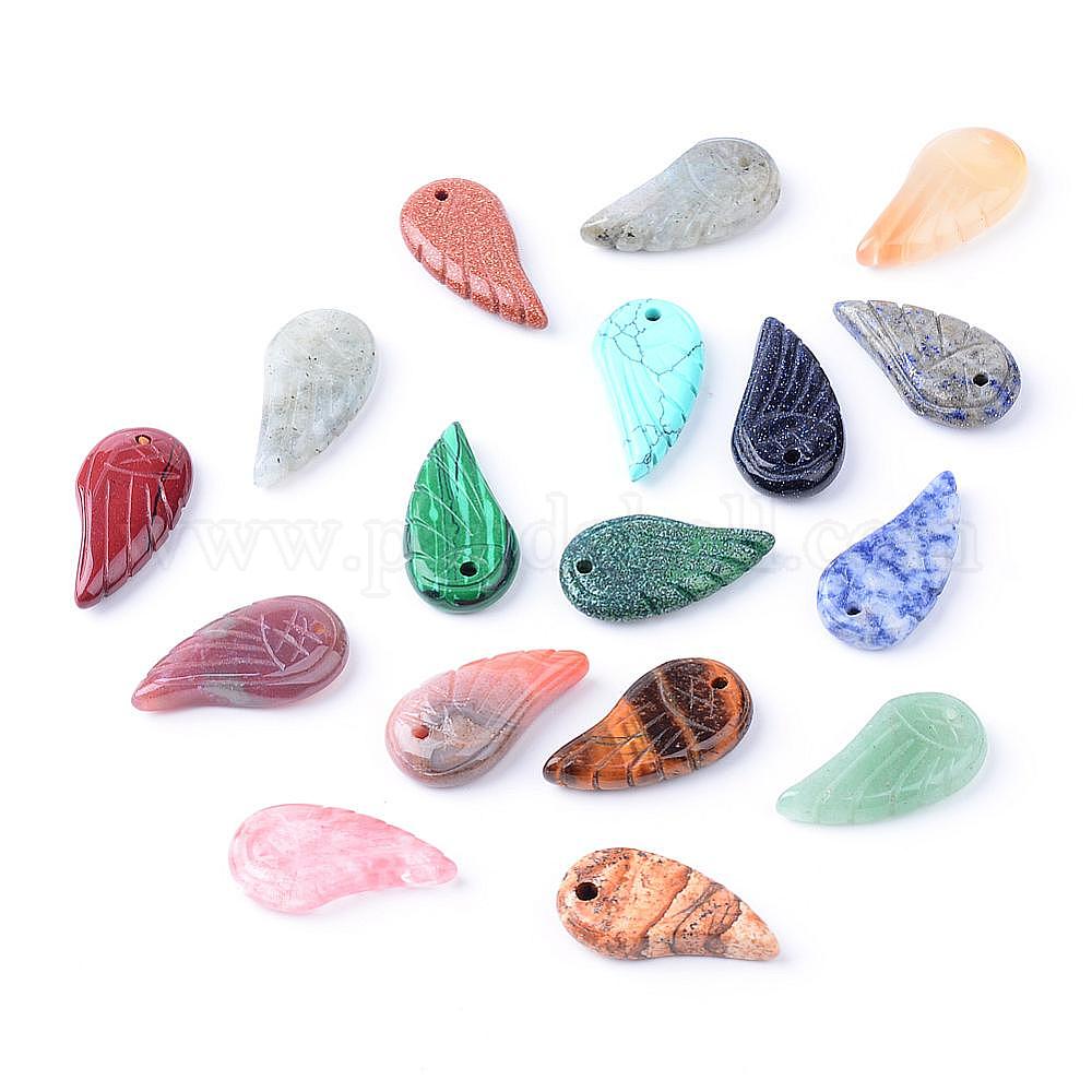 84 Pièces Breloques Pierres Naturelles Avec Anneaux - 7 Couleurs Pour Création Bijoux DIY