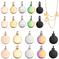 UNICRAFTALE 30pcs 5 Colors Round Metal Stamping Blanks Stainless Steel Pendants Smooth Blank Tags Pendants Charms for Jewelry Key