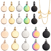 UNICRAFTALE 30pcs 5 Colors Round Metal Stamping Blanks Stainless Steel Pendants Smooth Blank Tags Pendants Charms for Jewelry Key