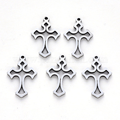 Pendentifs en acier inoxydable 304 résistant au ternissement, Coupe au laser, croix, couleur inoxydable, 19x12x1mm, Trou: 1.2mm