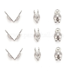 Anlaufgeschützte Perlenspitzen aus Edelstahl, Kalotte endet, Clamshell-Knotenabdeckung, Edelstahl Farbe, 6x3 mm, Bohrung: 1 mm