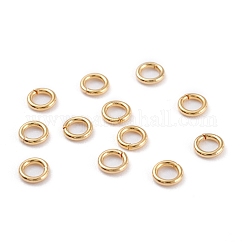 Anelli di congiunzione aperti in acciaio inossidabile 304, tondo, vero placcato oro 18k, 18 gauge, 5x1.0mm, diametro interno: 3mm