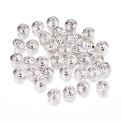 Cuentas espaciadoras chapadas en color plata tibetana, sin plomo y el cadmio  níquel, cono, plata, 5x3mm, agujero: 1 mm
