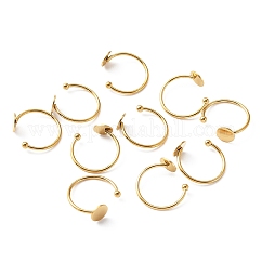 10 Stück offene Manschettenringe aus Edelstahl 304, flache runde Pad-Ring-Basiseinstellungen, golden, uns Größe 7 1/4 (17.5mm), Fach: 8 mm