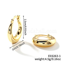 Boucles d'oreilles créoles géométriques tendance en laiton, style mignon pour un look à la mode, or, 23x20mm