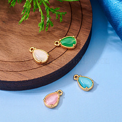 4 pendentif en laiton 4 couleurs avec zircone cubique taillée en glace pilée&nbsp;KK-TADJ0001-11
