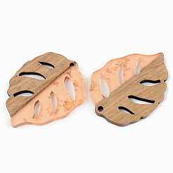 Pendentifs en résine transparente et bois de noyer&nbsp;RESI-S389-003A-B