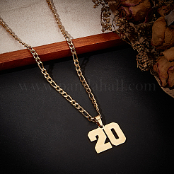 1 colgante con número de cadena fígaro de acero inoxidable 304&nbsp;NJEW-BBC0001-28A-G
