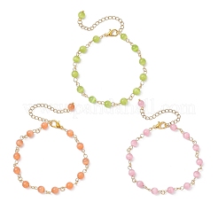 3 bracelet à maillons ronds œil de chat 3 couleurs pour femmes&nbsp;BJEW-JB12465