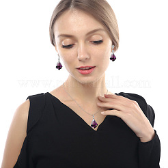 Collana con pendente in lega a goccia con vetro e orecchino pendente a perno&nbsp;FS-WGCA95A-01