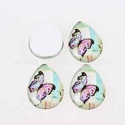 Schmetterling gedruckt Glas Cabochons&nbsp;GGLA-N002-18x25-C