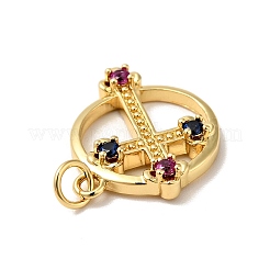 Porte micro ouvrent pendentifs zircone cubique en laiton de placage&nbsp;KK-H431-19G