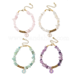 4 bracelet de perles en pierres précieuses mélangées naturelles et synthétiques&nbsp;BJEW-JB12342