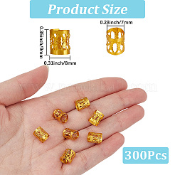 300pcs perles de dreadlocks en aluminium décoration de cheveux&nbsp;ALUM-PA0001-01G