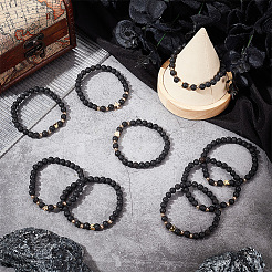 1 Set Bär & Kreuz & Mond & Krone & Herz & Schmetterling Messingperlen Stretch-Armbänder Set&nbsp;BJEW-PH0004-22
