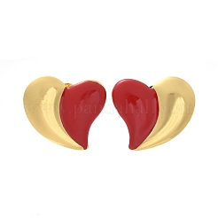 Boucles d'oreilles à tige en acier inoxydable 304 en forme de cœur&nbsp;LS-EJEW-A130-01G-03