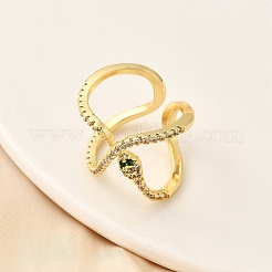 Manschettenringe aus Messing mit Mikropavé-Zirkonia für Damen&nbsp;RJEW-F188-01G