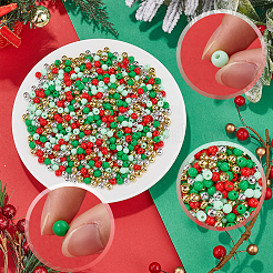 Weihnachtsthema 1500 Stück 5 Farben undurchsichtige Acrylperlen&nbsp;MACR-SP0001-01A-01