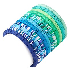12 Stück 12-farbige Polymer-Ton-Heishi-Surfer-Stretch-Armbänder&nbsp;BJEW-JB09547