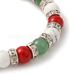 Stretch-Armbänder mit runden Edelsteinperlen und Weihnachtsmotiv für Damen&nbsp;BJEW-TA00538