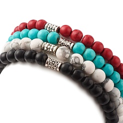 Ensemble de bracelets extensibles en perles rondes synthétiques turquoise (teintes)&nbsp;BJEW-JB07464