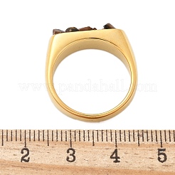Rechteckige Fingerringe aus natürlichem Tigerauge&nbsp;RJEW-D303-02G-01