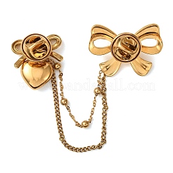 Spille con fiocco e cuore in acciaio inossidabile 304 e perle di plastica&nbsp;JEWB-G049-02G