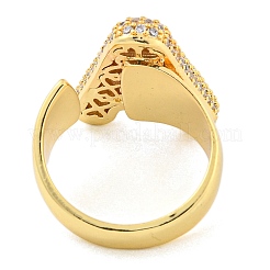 Bague en laiton avec micro pavé de zircone cubique transparente&nbsp;RJEW-M173-01G-A