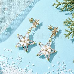 Boucles d'oreilles à tige en forme d'étoile en verre&nbsp;EJEW-MZ00256-03